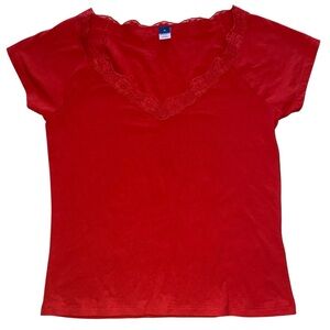 💕3/$30💕 Old Navy Red Short Sleeve Short with Lace Details Size Medium
